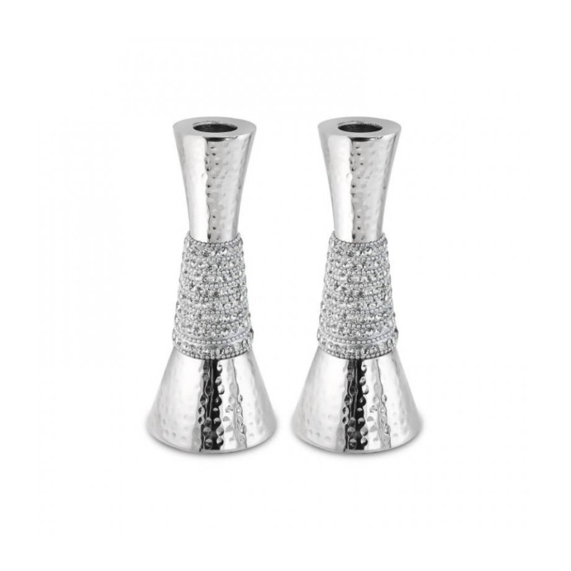 Cone Shaped Shabbat Candlesticks Hammered Aluminum ... | Gifts for Her