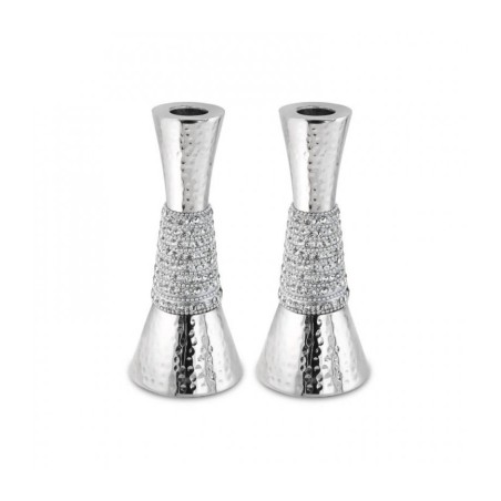 Cone Shaped Shabbat Candlesticks Hammered Aluminum ... | Gifts for Her