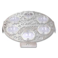 Seder Plate with Pomegranate Design & Swarovski Stones by Dorit Judaic