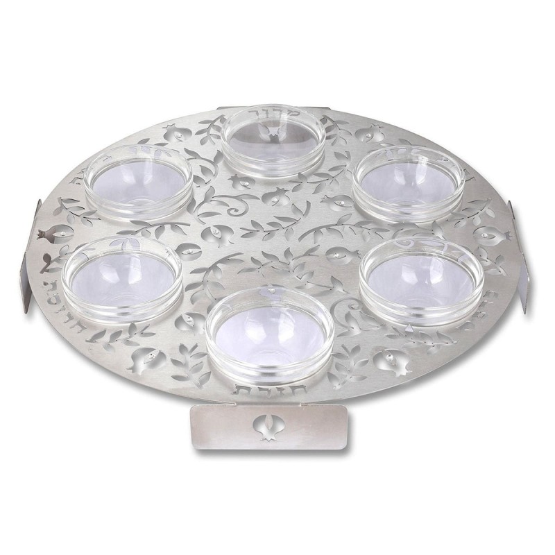 Seder Plate with Pomegranate Design & Swarovski Stones by Dorit Judaic