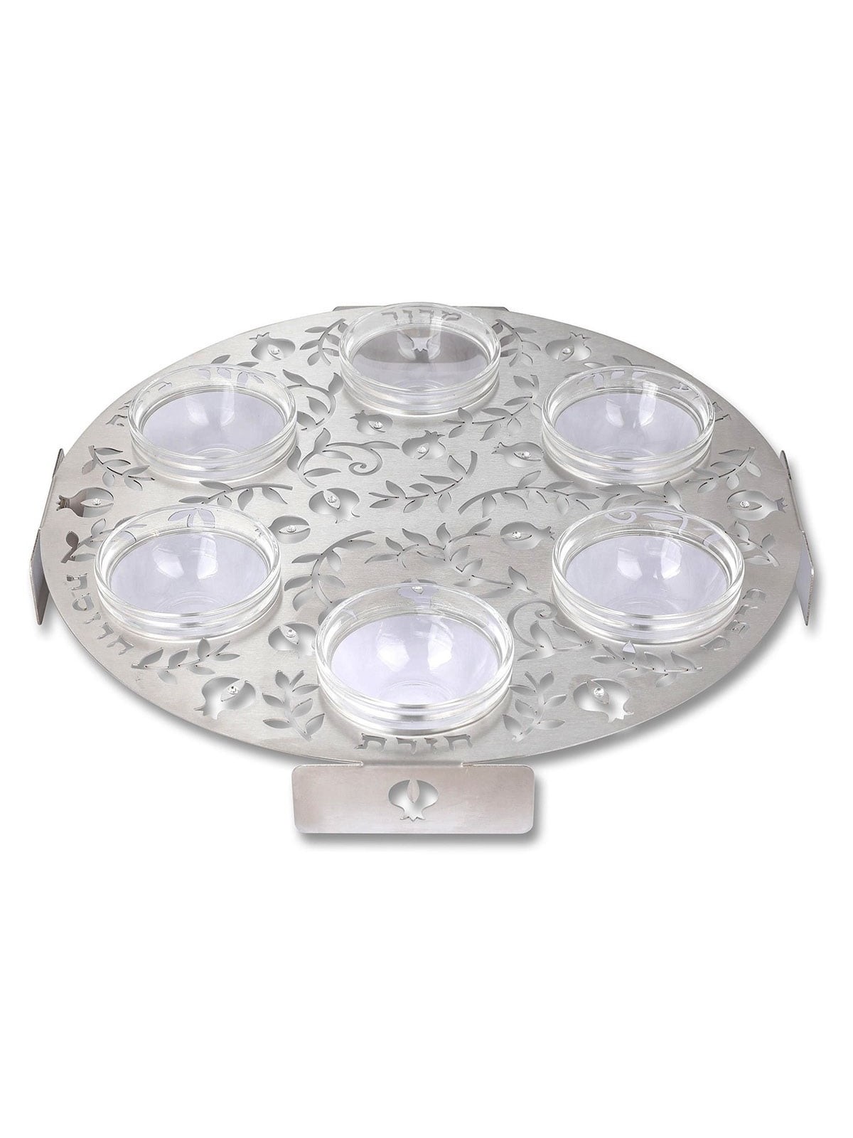 Seder Plate with Pomegranate Design & Swarovski Stones by Dorit Judaic