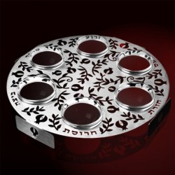 Seder Plate with Pomegranate Design & Swarovski Stones by Dorit Judaic