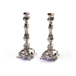Raised Silver Plated Candlesticks with E... | Traditional Candlesticks