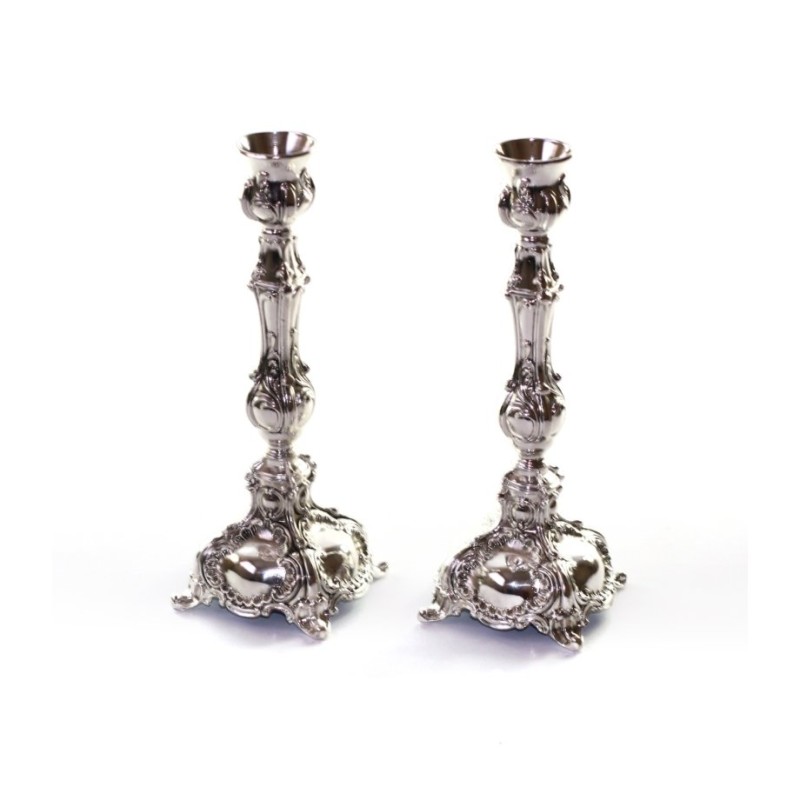 Raised Silver Plated Candlesticks with E... | Traditional Candlesticks