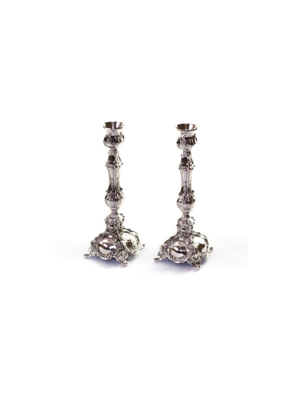 Raised Silver Plated Candlesticks with E... | Traditional Candlesticks