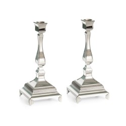 Classic Silver Plated Square Design Shab... | Traditional Candlesticks