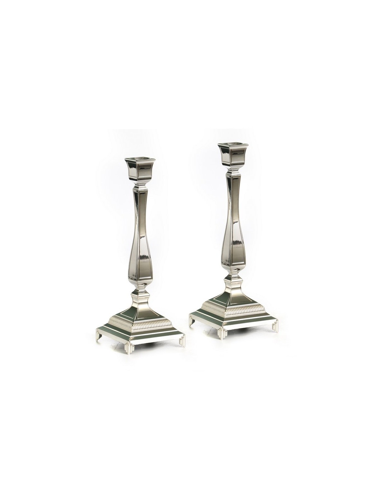 Tall Silver Plated Classic Square Candle... | Traditional Candlesticks