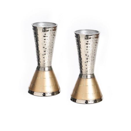 Cone Shaped Silver and Copper Shabbat Candlesticks ... | Gifts for Her