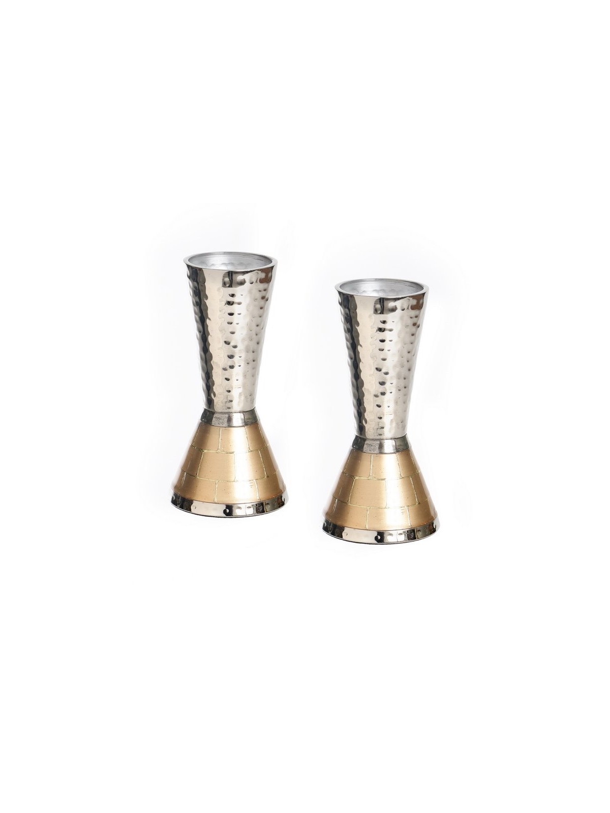 Cone Shaped Silver and Copper Shabbat Candlesticks ... | Gifts for Her