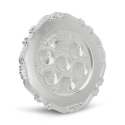 Nickel Seder Plate with Floral Border
