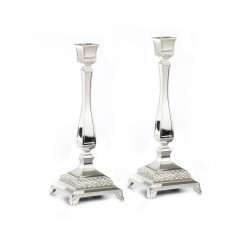 Tall Silver Plated Classic Square Candle... | Traditional Candlesticks