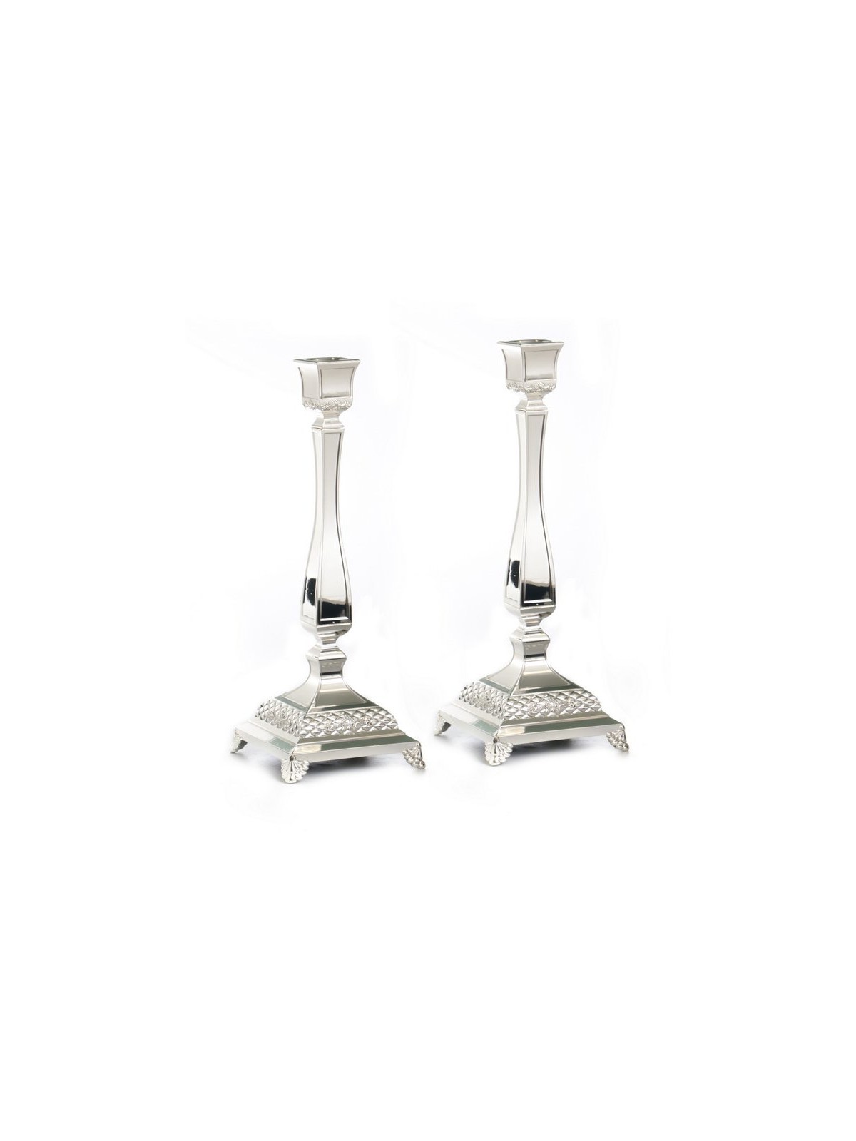 Tall Silver Plated Classic Square Candle... | Traditional Candlesticks