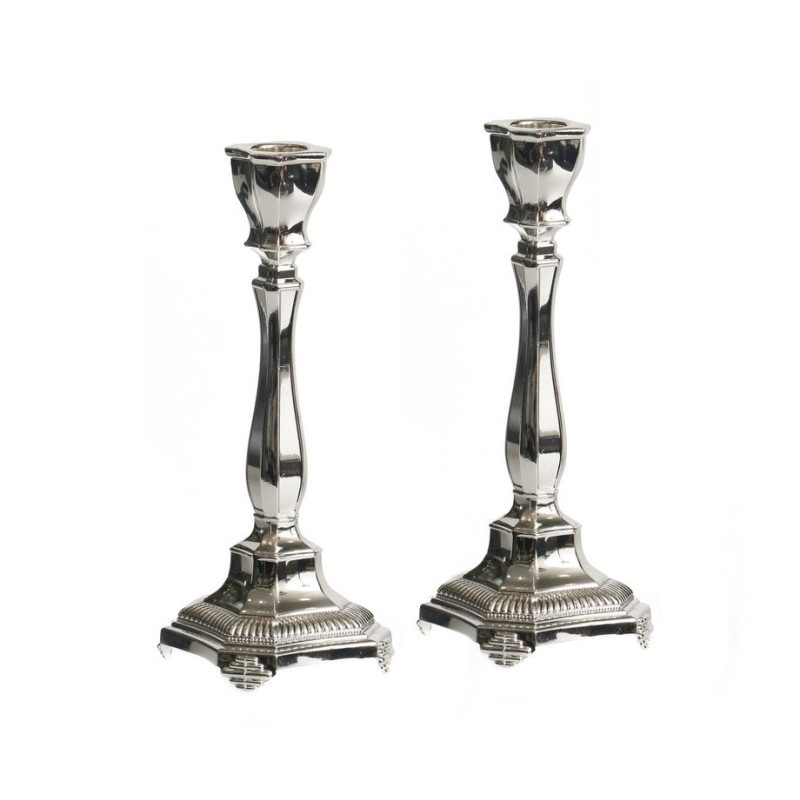 Silver Plated Small Shabbat Candlesticks Curving Cl... | Gifts for Her