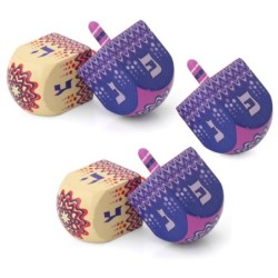 Set of 5 Painted Wooden Dreidels - Assorted Colors