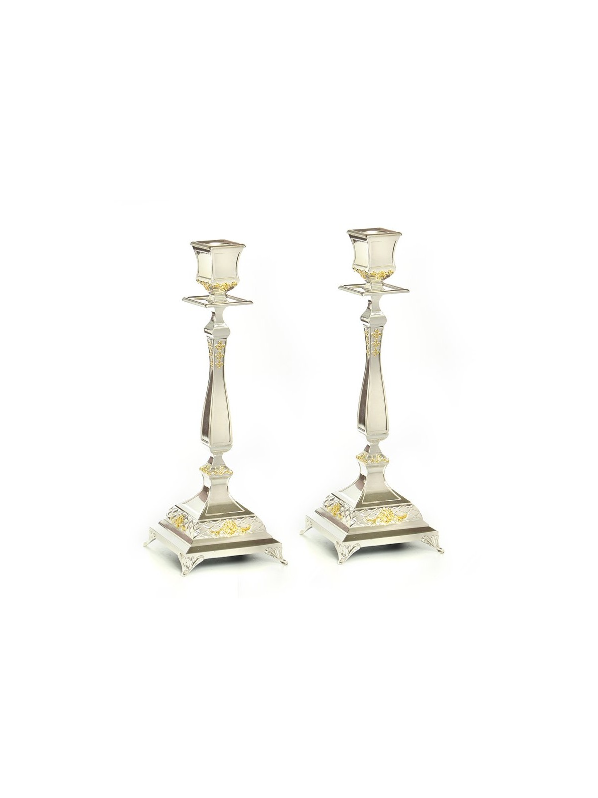 Tall Shabbat Candlesticks Silver Plated ... | Traditional Candlesticks