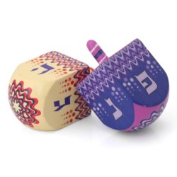 Set of 5 Painted Wooden Dreidels - Assorted Colors