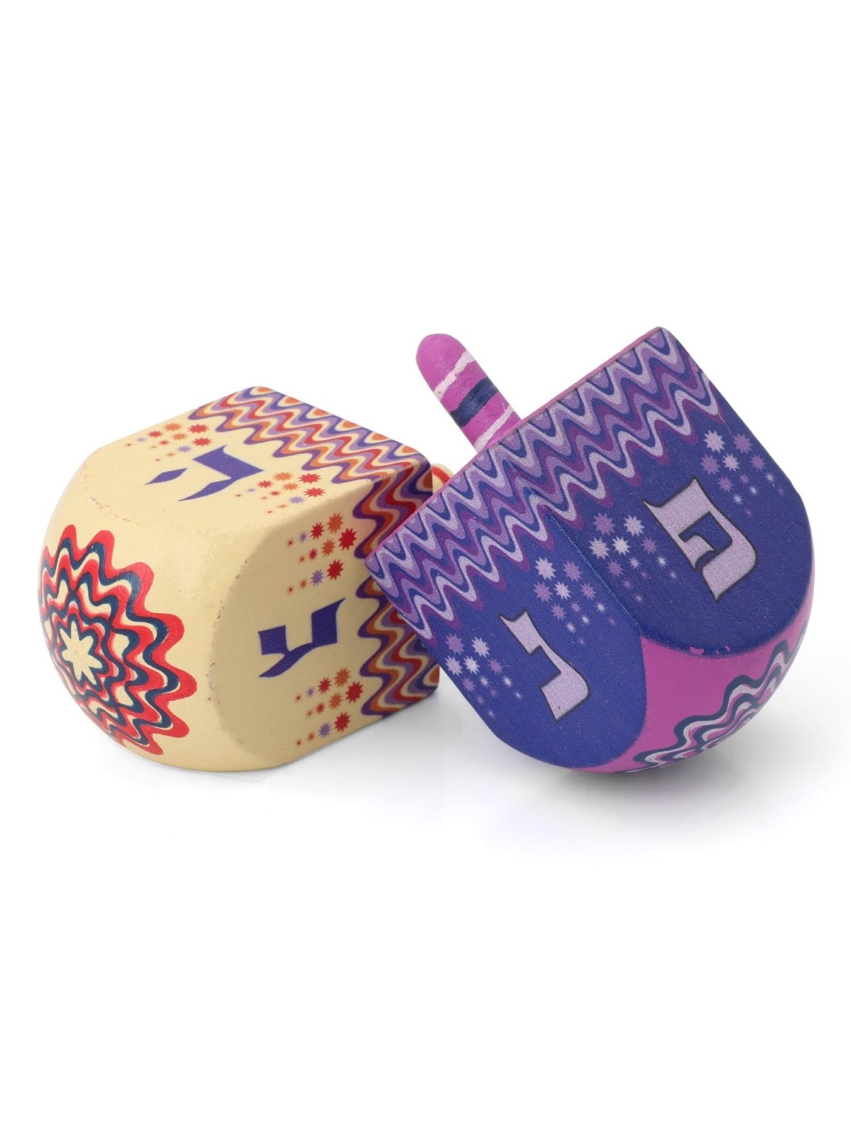 Set of 5 Painted Wooden Dreidels - Assorted Colors