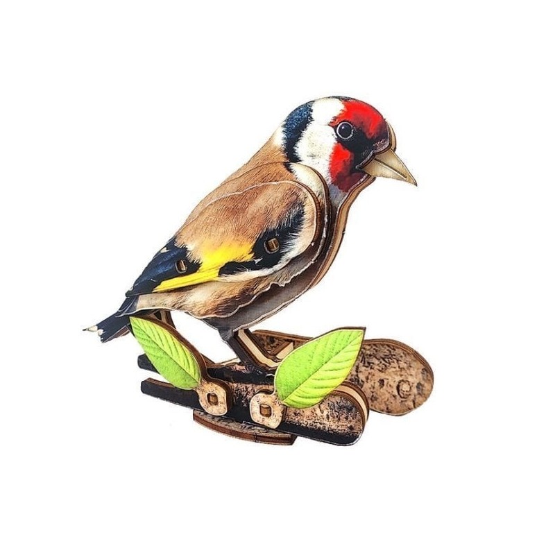 Interactive European Goldfinch Bird 3D Wooden Puzzle Kit