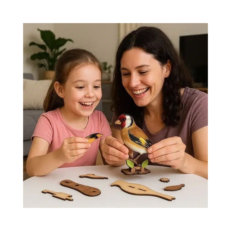 Interactive European Goldfinch Bird 3D Wooden Puzzle Kit