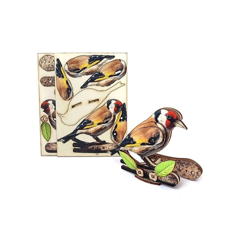 Interactive European Goldfinch Bird 3D Wooden Puzzle Kit