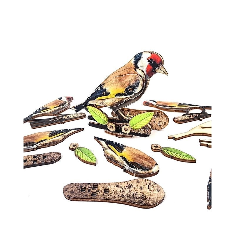 Interactive European Goldfinch Bird 3D Wooden Puzzle Kit