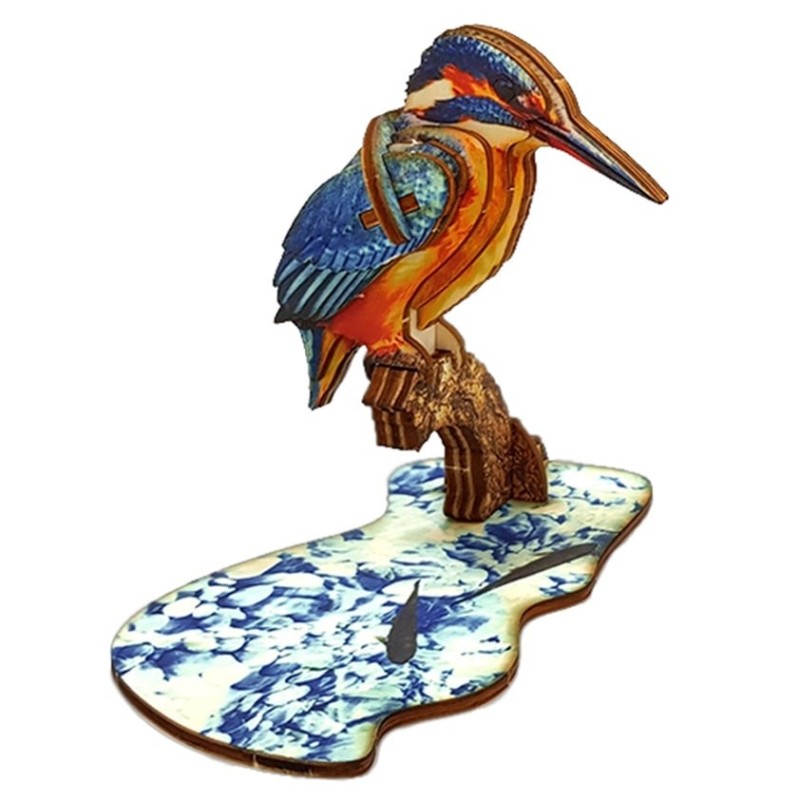 Interactive Kingfisher Bird 3D Wooden Puzzle Kit