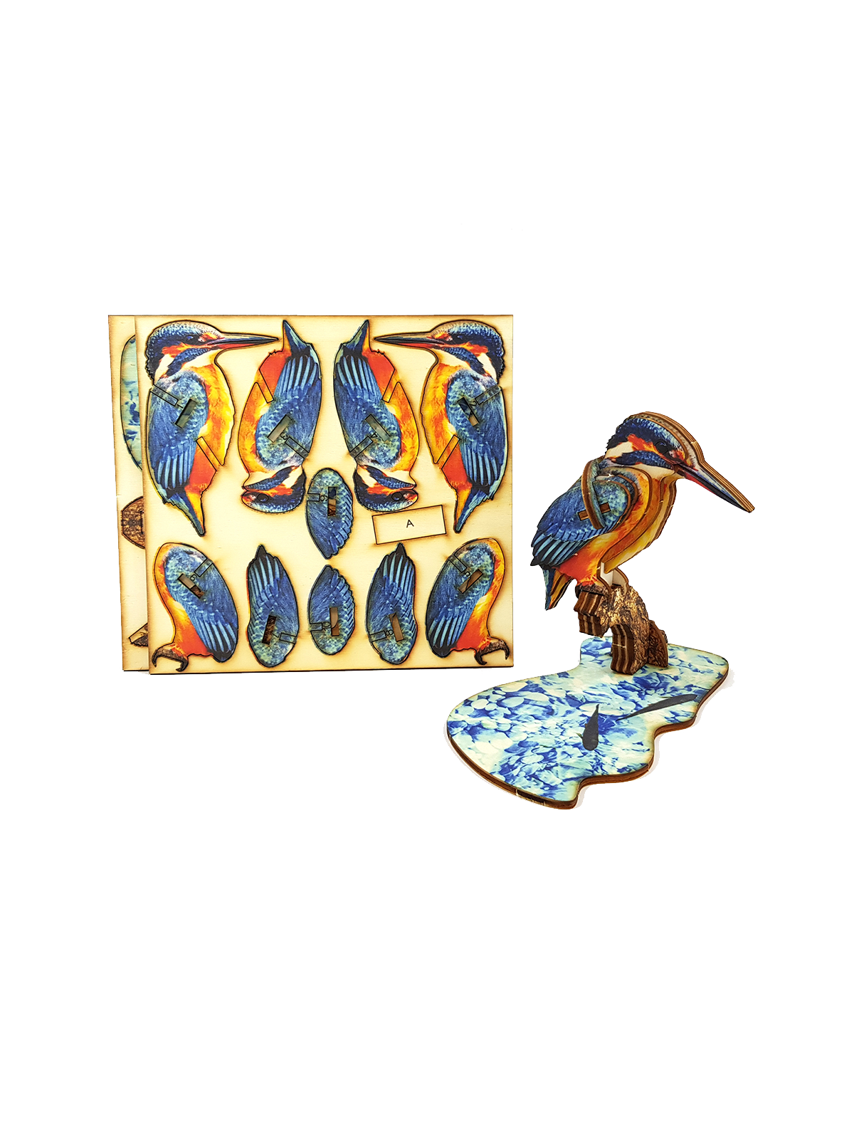 Interactive Kingfisher Bird 3D Wooden Puzzle Kit
