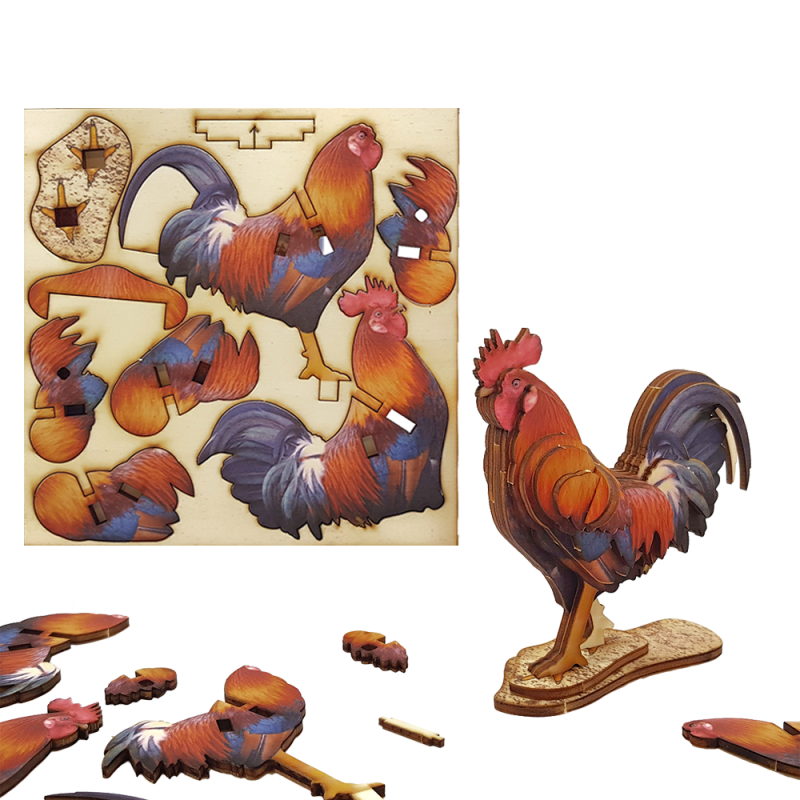 Interactive Rooster 3D Wooden Puzzle Kit