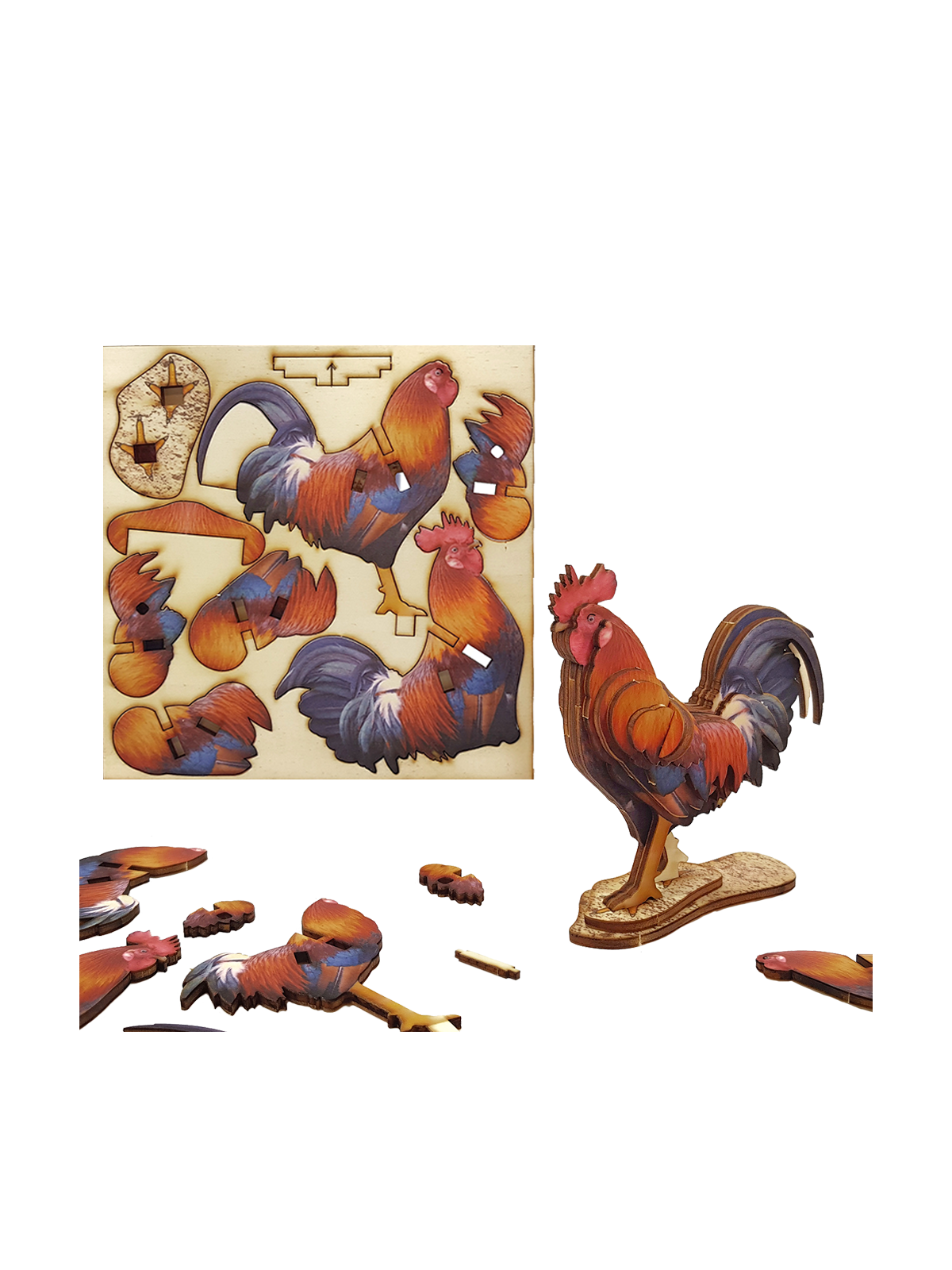 Interactive Rooster 3D Wooden Puzzle Kit