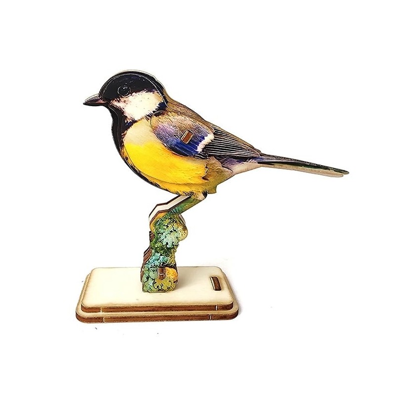 Interactive Great Tit Bird 3D Wooden Puzzle Kit