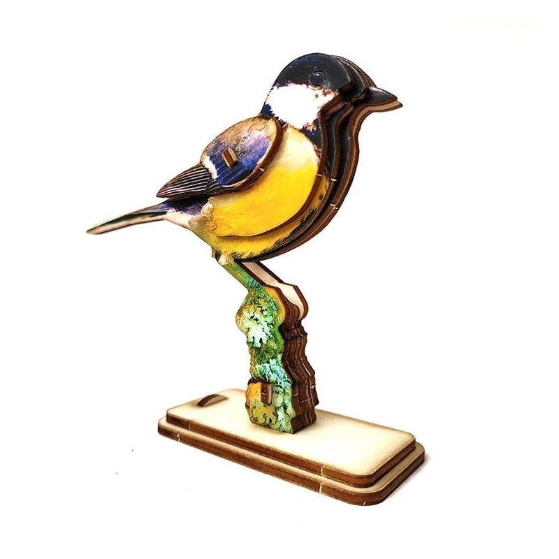 Interactive Great Tit Bird 3D Wooden Puzzle Kit