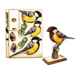 Interactive Great Tit Bird 3D Wooden Puzzle Kit