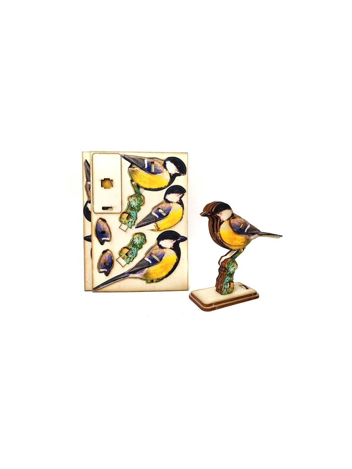 Interactive Great Tit Bird 3D Wooden Puzzle Kit