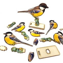 Interactive Great Tit Bird 3D Wooden Puzzle Kit