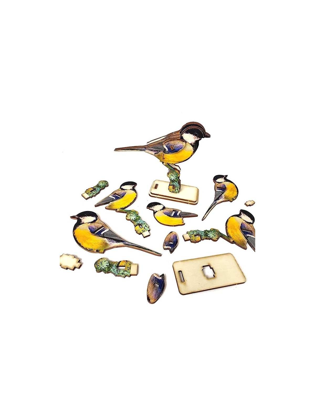 Interactive Great Tit Bird 3D Wooden Puzzle Kit