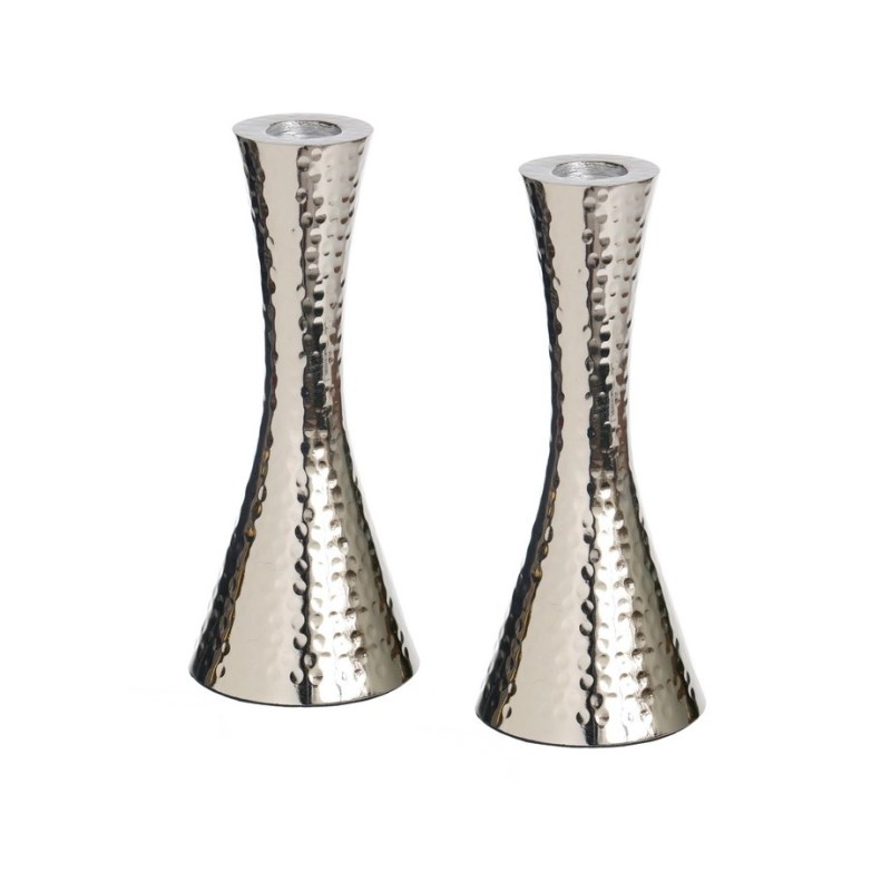 Cone Shaped Shabbat Candlesticks in Nickel Plated H... | Gifts for Her