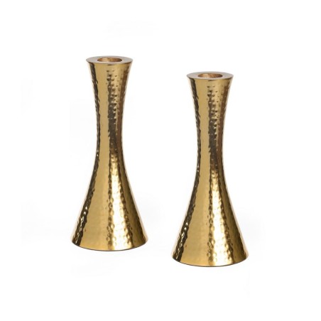 Cone Shaped Shabbat Candlesticks in Hammered Nickel... | Gifts for Her