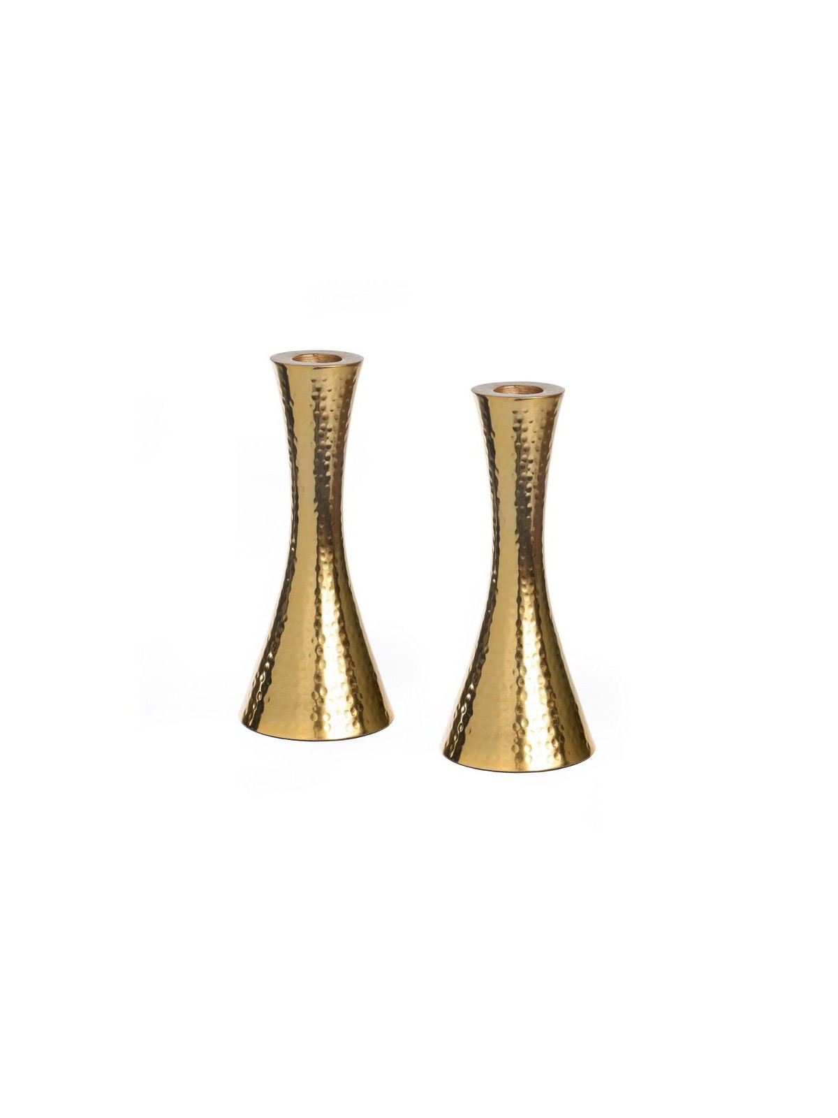 Cone Shaped Shabbat Candlesticks in Hammered Nickel... | Gifts for Her