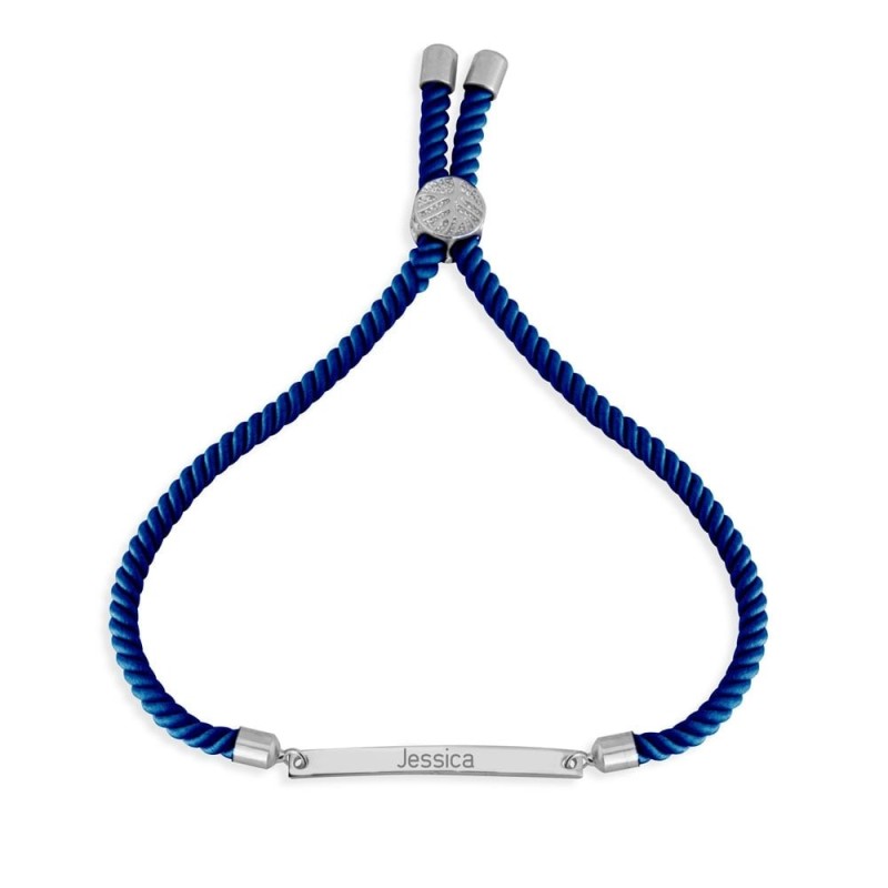 Personalized Cord Bar Hebrew Name Bracelet - Red, Pink or Blue