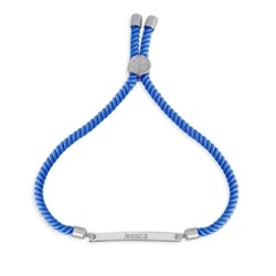 Personalized Cord Bar Hebrew Name Bracelet - Red, Pink or Blue