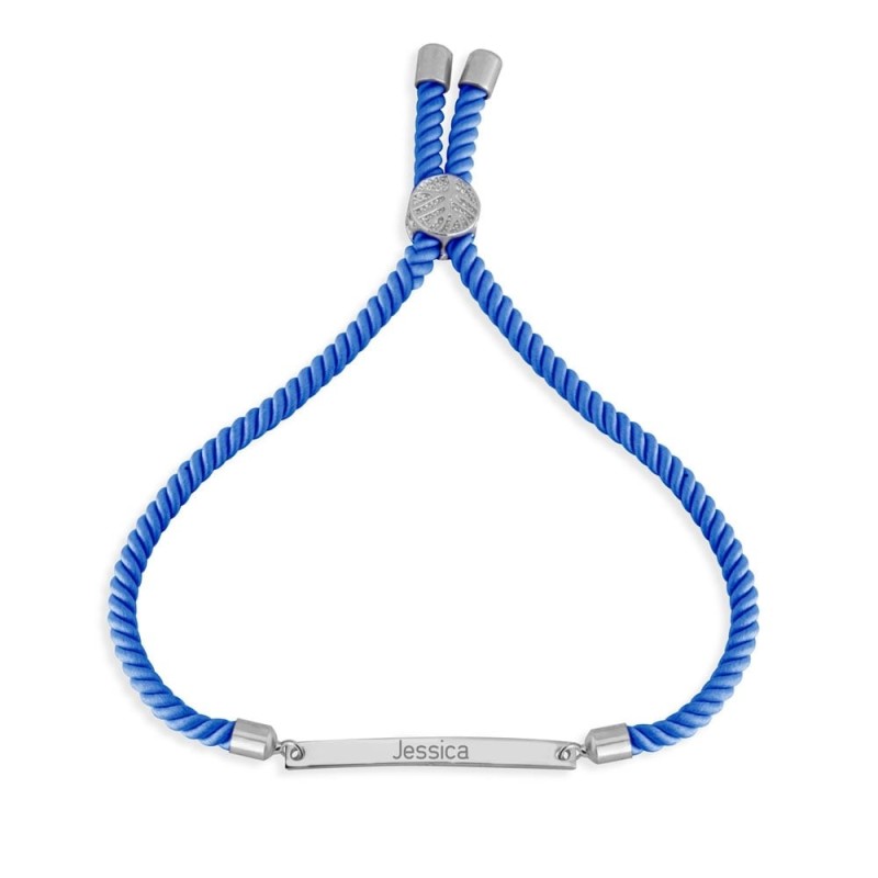 Personalized Cord Bar Hebrew Name Bracelet - Red, Pink or Blue