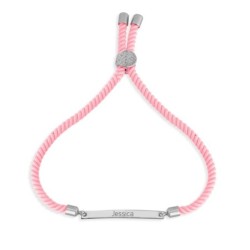 Personalized Cord Bar Hebrew Name Bracelet - Red, Pink or Blue