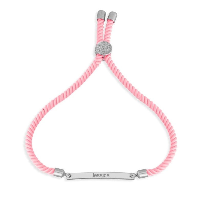 Personalized Cord Bar Hebrew Name Bracelet - Red, Pink or Blue