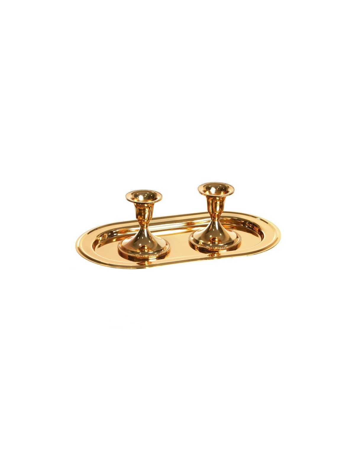 Set Small Gold Shabbat Candlesticks on O... | Traditional Candlesticks