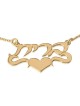 Silver or Gold Plated Hebrew Name Necklace with Heart (Center) - Brit