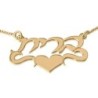 Silver or Gold Plated Hebrew Name Necklace with Heart (Center) - Brit