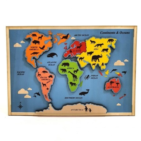 Educational Continents & Oceans Wooden Puzzle