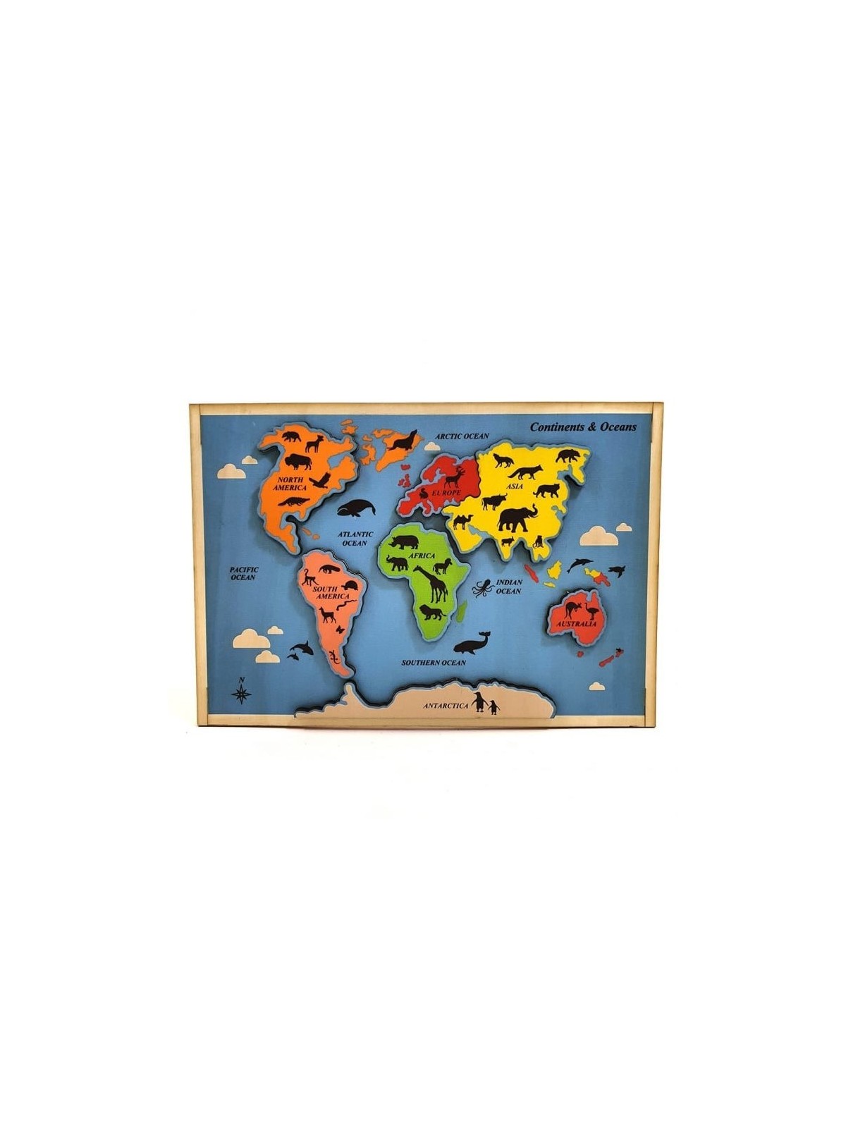 Educational Continents & Oceans Wooden Puzzle