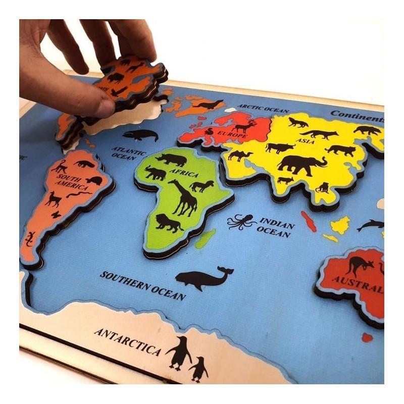 Educational Continents & Oceans Wooden Puzzle