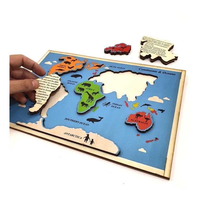Educational Continents & Oceans Wooden Puzzle